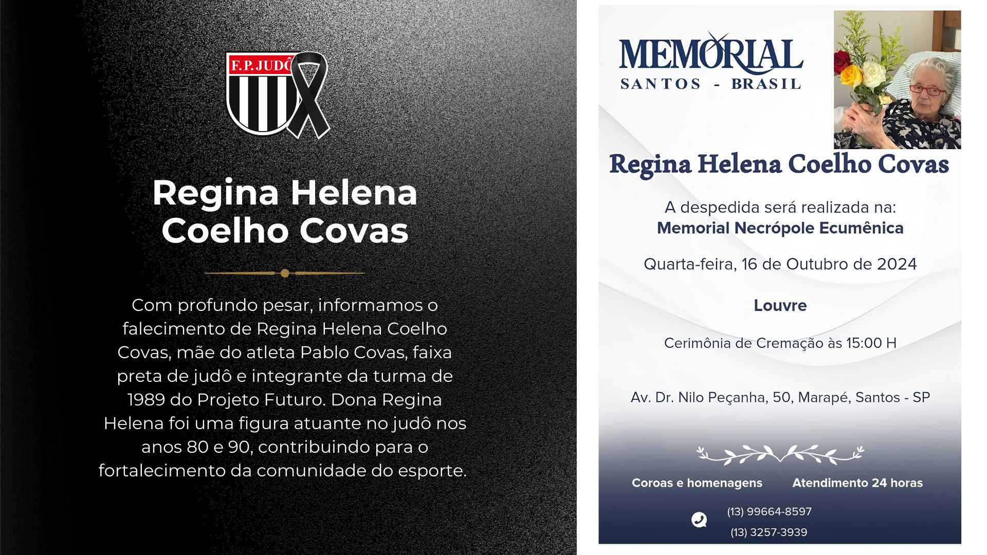 Nota Falecimento - Regina Helena Coelho Covas